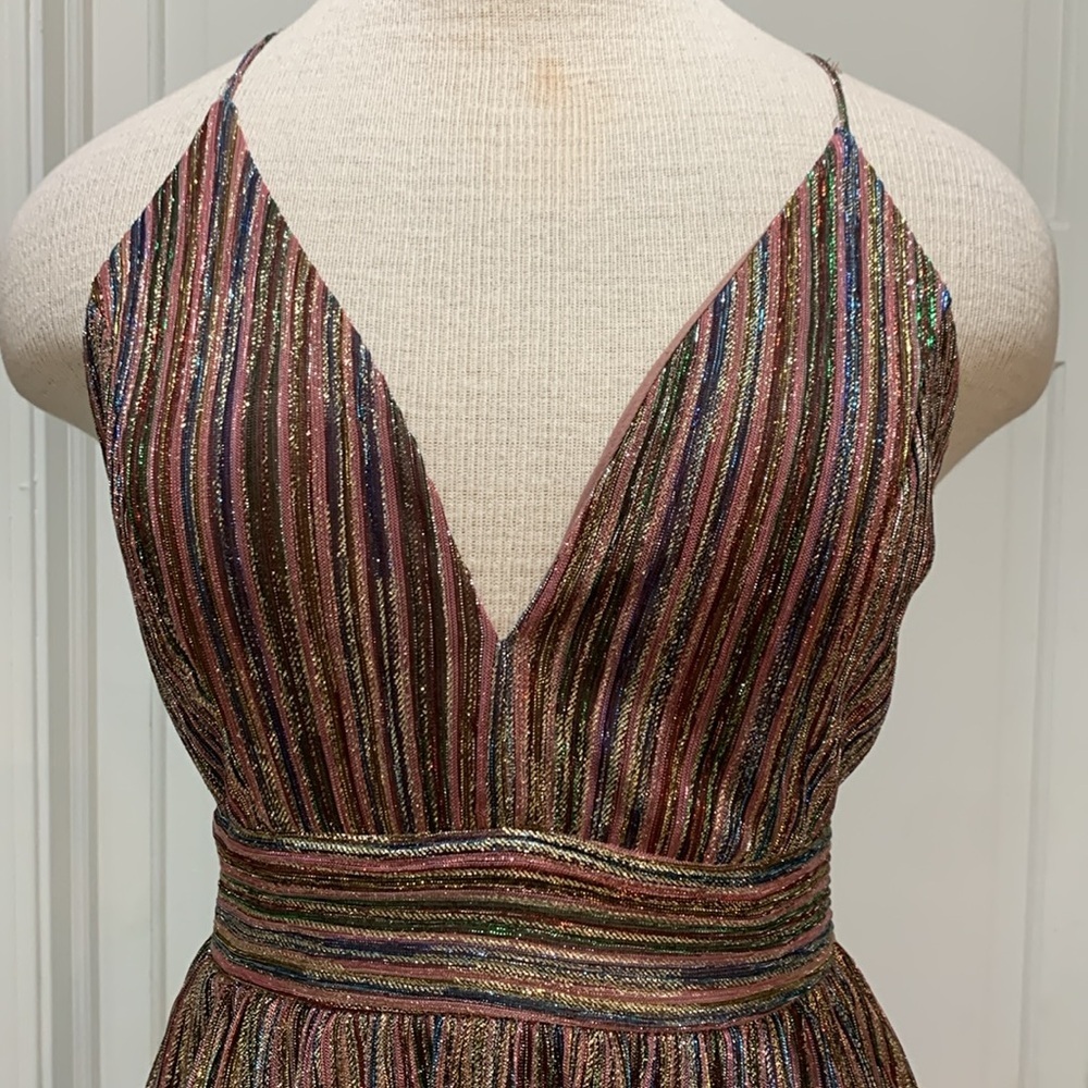 Xtraordinary sz 5 multi colored striped sparkly party/formal dress - Picture 2 of 10